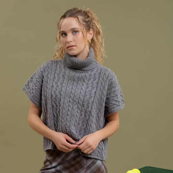 Grey Short Sleeve Sweater