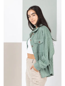 Sage Cable Knit Shacket