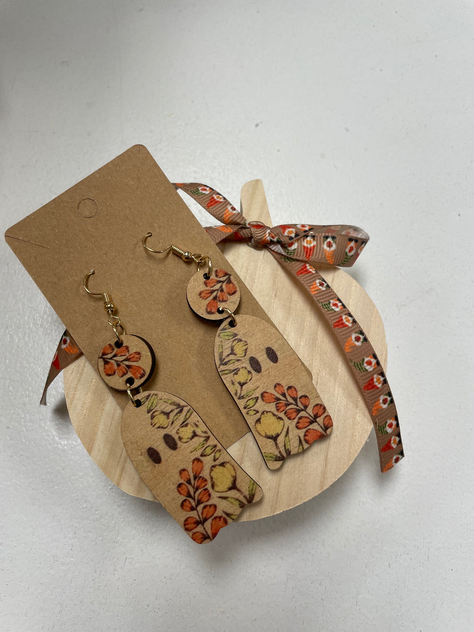 Wooden ghost earrings