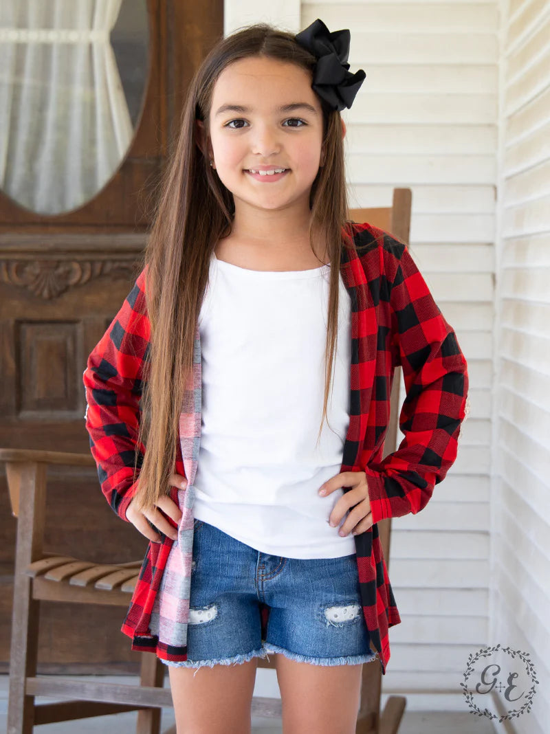 Girls Ultimate Plaid  Cardigan