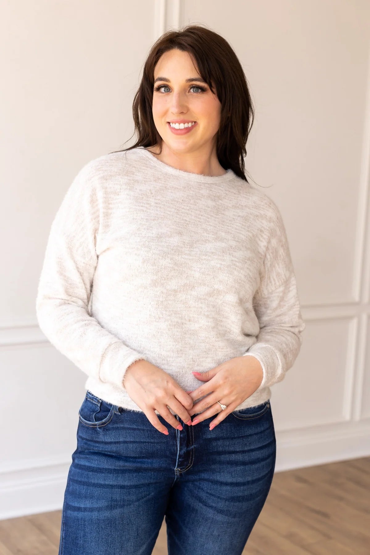 Cream Heathered Sweater