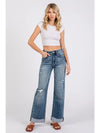 High Rise Wide Leg Cuffed Jeans