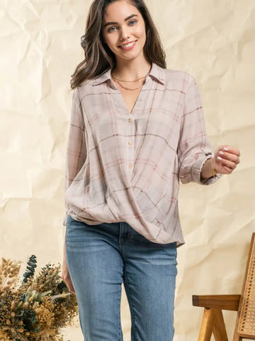 Buttoned Wrap Woven Top