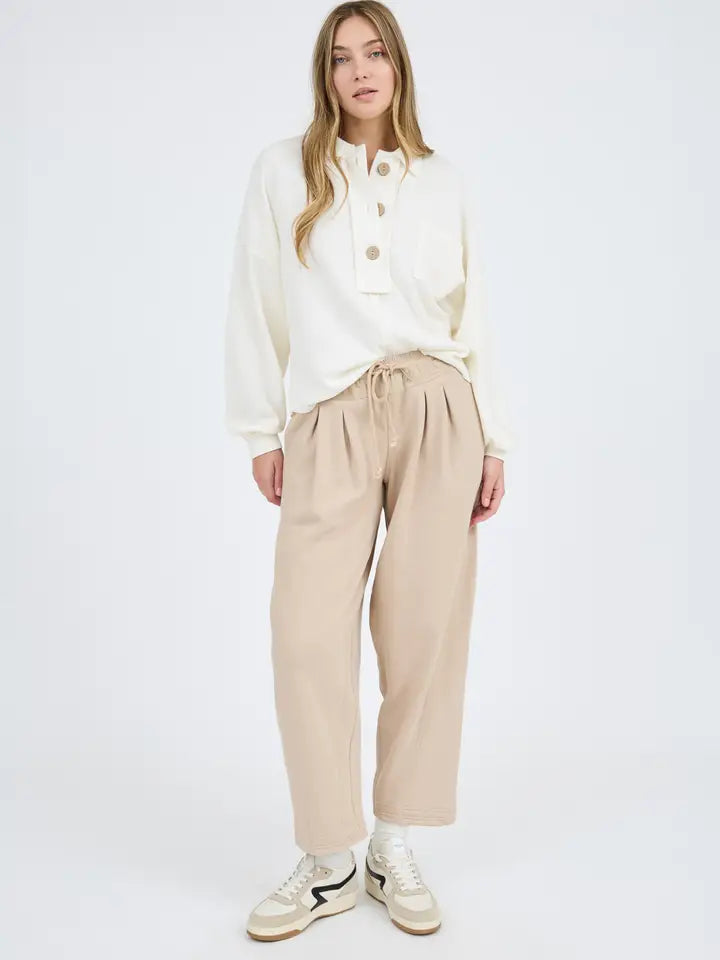 Collared Raw Edge Knit Top