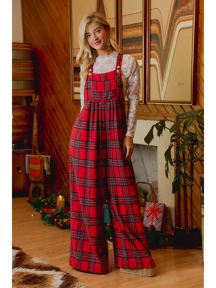 Christmas Tartan Plaid Overalls