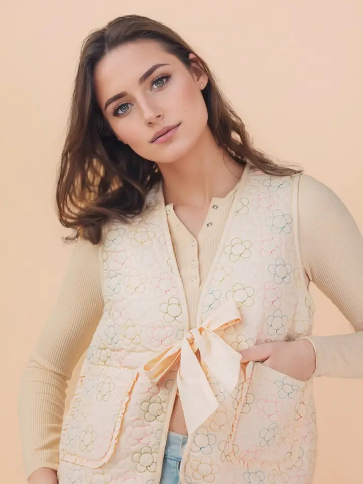 Cream Daisy Quilt Vest