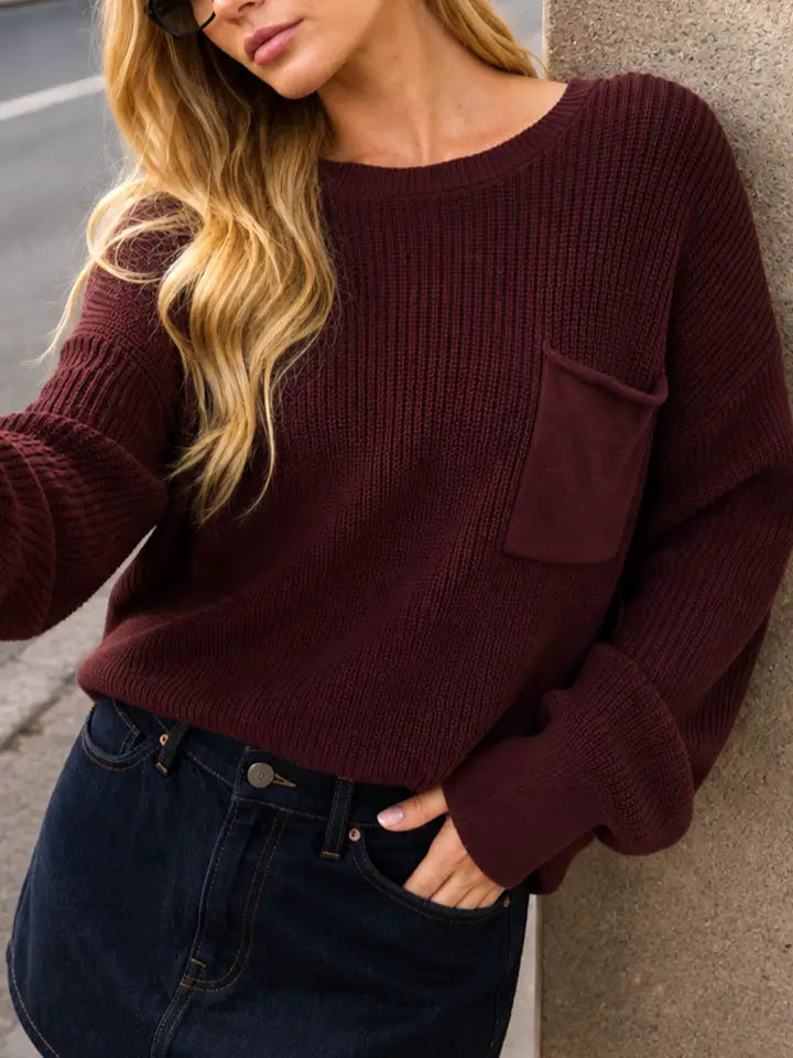 Raw Edge Burgundy Sweater