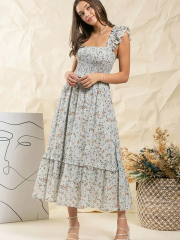 Ruffle Ditsy Floral Dress