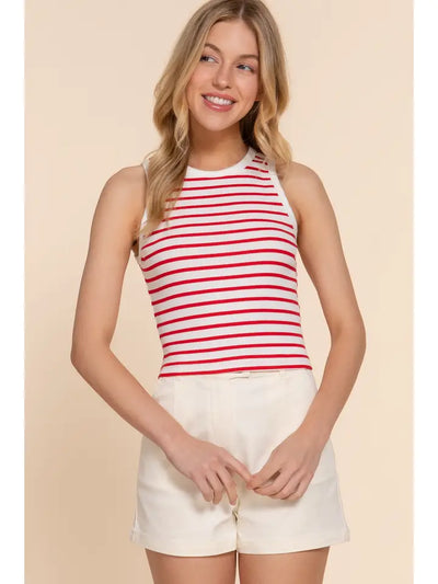 Red and White Stripe Tank