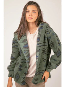 Aztec Tribal Print Hooded Fleece