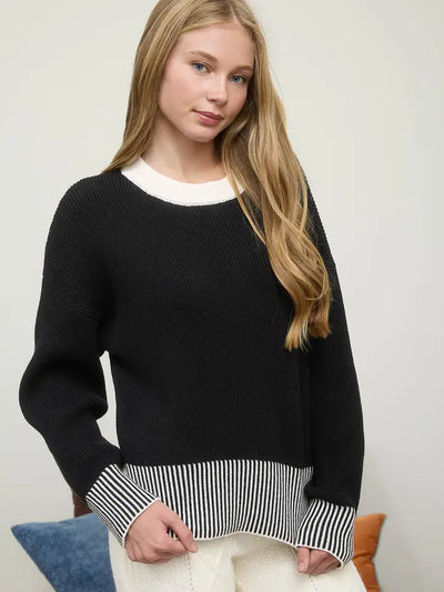 Contrast Stripe Hem Sweater