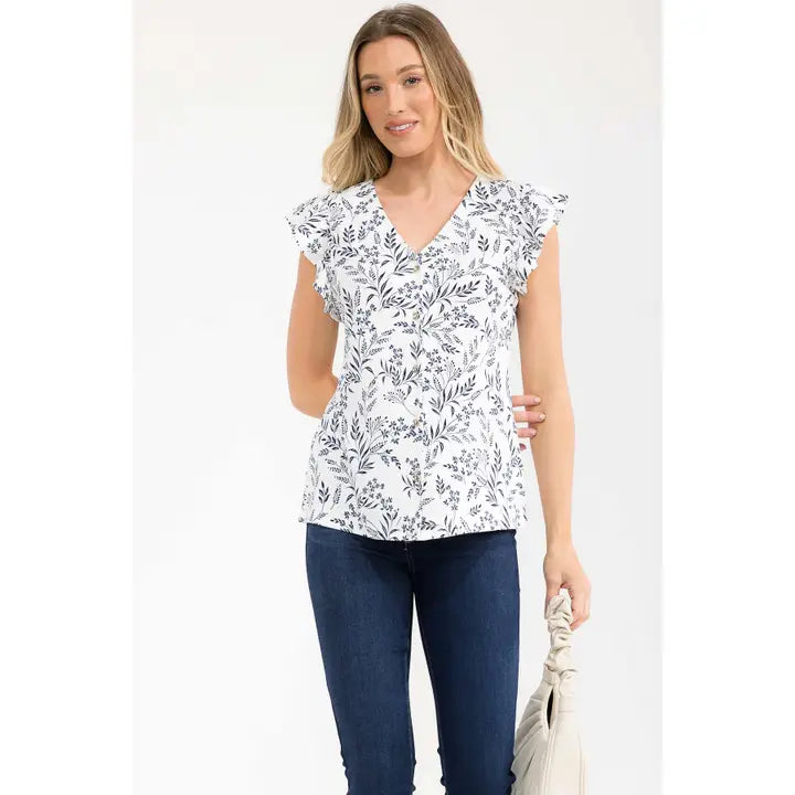 Spring Floral Flutter Top