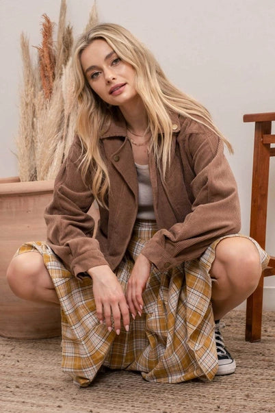 Corduroy Cocoa Moto Jacket