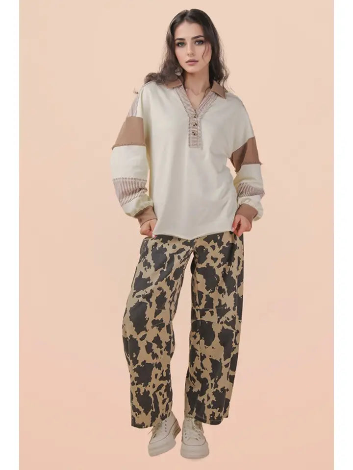 Color Block Oversized Casual Knit Top