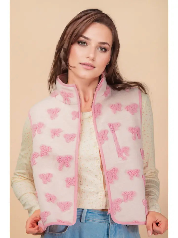 Textured Bow and Floral Vest