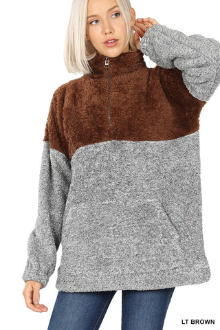 Faux Fur Half Zip Pullover