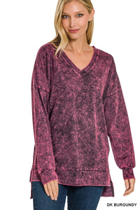 Mineral Wash Hi-Low V-neck