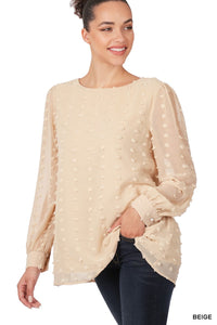 Swiss Dot Beige Top
