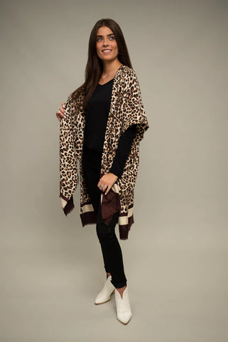 Leopard Kimono w/Stripe Border