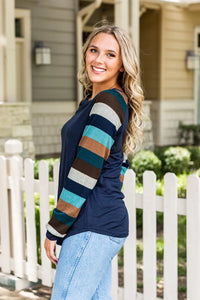 Blue Color Block Longsleeve
