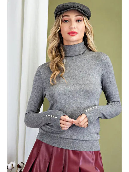 Pearl Sleeve Turtleneck